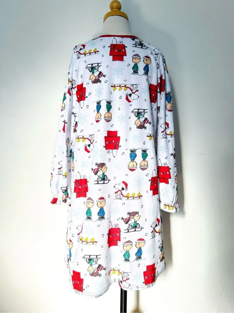 Peanuts Snoopy Charlie Brown Holiday Flannel Nightgown Kids Girls Size 8